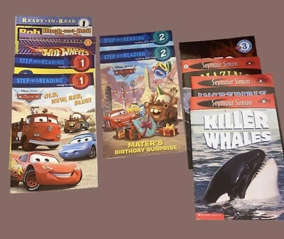 Lot of 10 Early Readers Level 1-3 Cars Hot Wheels Dr. Seuss Bats Sharks Whales - Image 1 of 4