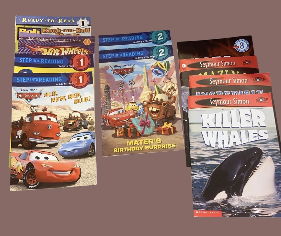 Lot of 10 Early Readers Level 1-3 Cars Hot Wheels Dr. Seuss Bats Sharks Whales - Image 1 of 4