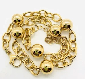 "Grueso collar de bolas y eslabones de plata de ley de oro de 18 k con cuentas Vermeil 38 gm 18 1/2""" - Imagen 1 de 5