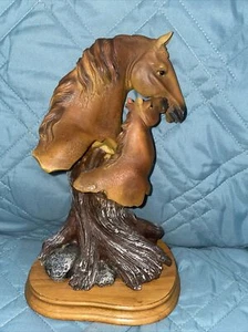 Double Horse Head Statue -- Beautiful Bay Mare & Foal Wonderfully Detailed! - Picture 1 of 6