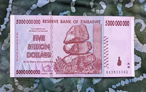 FIVE BILLION ZIMBABWE DOLLARS UNCirculated 2008 Currency Hyperinflation Trillion - Picture 1 of 3