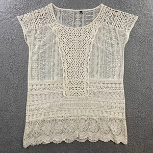 Polo Ralph Lauren Tunic Top Women size 12-14 Lace Eyelet Embroidered Boho Hippie - Picture 1 of 7