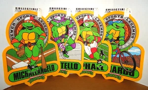 1990 TMNT Sewer Sports Legends Pennant Banner Complete Set X4 NEW With Label - Photo 1 sur 13