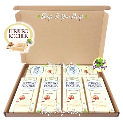 6 FERRERO ROCHER WHITE CHOCOLATE 90G BAR GIFT BOX Hazelnut Personalised Hamper🎁 - Image 1 of 4