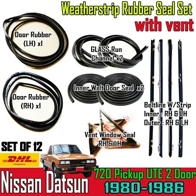 FOR 80 NISSAN DATSUN 720 WITH VENT PICKUP DOOR WEATHERSTRIP WINDOW SEAL SET x12 - Image 1 of 4