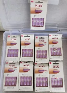 Kiss Nails,Gel Fantasy, Glue Manicure Medium Length, Metalic Baby Pink Set Of 9 - Picture 1 of 1