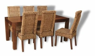 SOLID MANGO WOOD DAKOTA DINING TABLE & 6 RATTAN CHAIRS (4 STYLES) NEW FURNITURE - Image 1 of 2