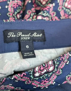 J CREW The Pencil Rock Damen Gr. 6 Medaillon Marineblau Rosa Baumwolle Stretch - Bild 1 von 6