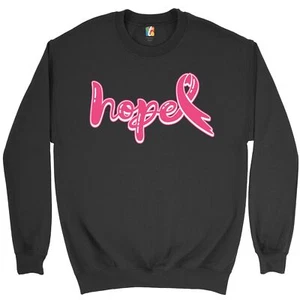Hope Pink Ribbon Sweatshirt Breast Cancer Awareness Month Crewneck - Picture 1 of 36