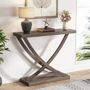 Console Table, Industrial Rustic Entryway Table for Hallway, 90 cm Narrow Wood - Picture 1 of 7