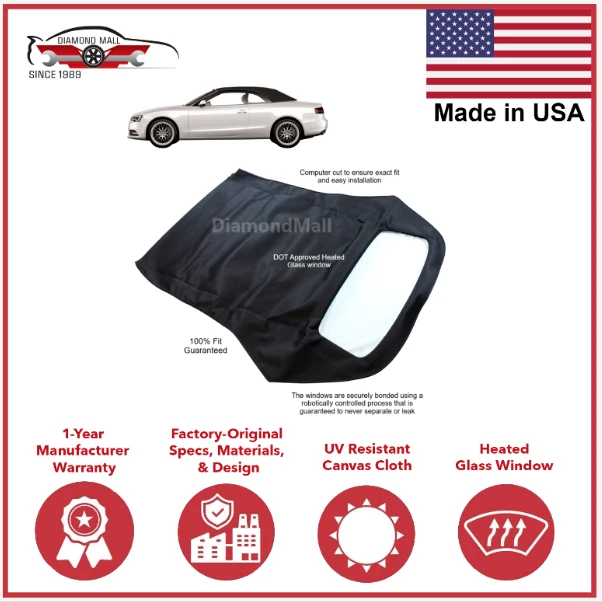 Capota blanda convertible para Audi A5 S5 2010-2017 DOT ventana de vidrio tela sarga azul Foto 1 de 4