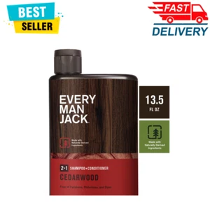 Every Man Jack Cedarwood Men's 2-in-1 Shampoo and Conditioning 13.5 fl oz, 2Pack - Picture 1 of 12