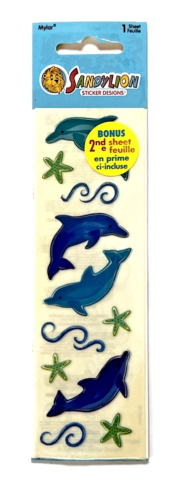 Nuevo PACK Pegatinas Álbum de Recortes Sandylion Dolphin & Starfish Mylar 2 Hojas Foto 1 de 1