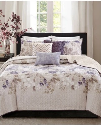 Madison Park Luna 6 piezas Juego de cobertores King/California King púrpura y topo Foto 1 de 4