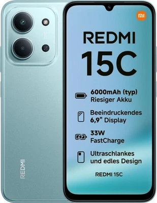 XIAOMI REDMI 15C 4G DUAL SIM  4GB RAM 256GB GREEN LCD 6,96'' 6000MAH GAR ITALIA - Immagine 1 di 4