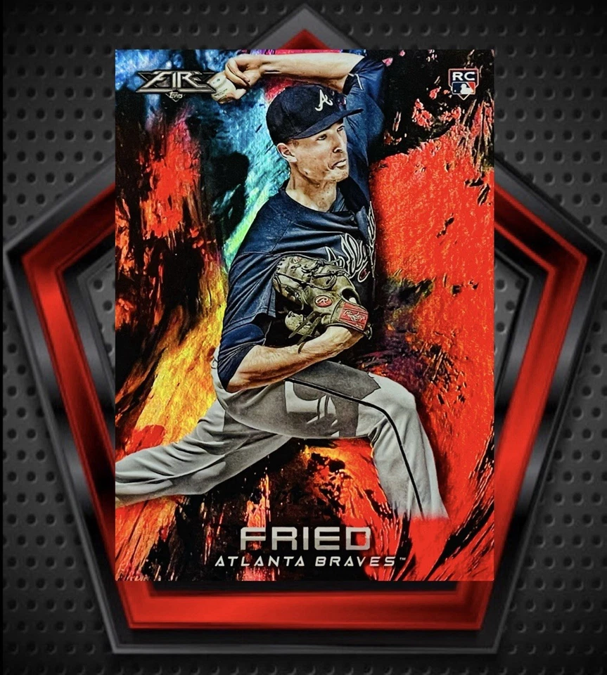 Max Fried RC *Flame* 2018 Topps Fire #28 Atlanta Braves - New York Yankees MLB - Image 1 of 3