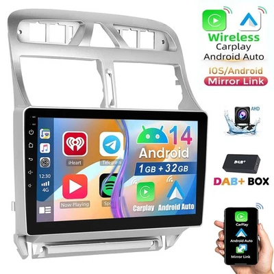 DAB+ Android 14 Autoradio Carplay Für Peugeot 307 SW CC 2002-2013 GPS NAVI WIFI - Bild 1 von 4