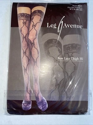 Leg Avenue Now Lace Thigh High Style 9655 (color White) One Size 90-160lbs - Image 1 of 2