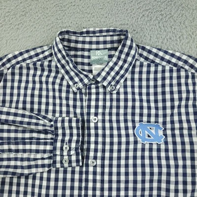 North Carolina Tar Heels Shirt Mens Large NCAA Basketball Long Sleeve Gingham - Image 1 of 4
