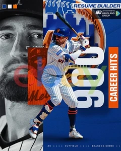 Brandon Nimmo 900 Karriere Hits Collage New York Mets 8x10 MLB Baseball Foto - Bild 1 von 1