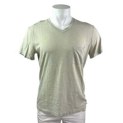 Camiseta Top 7 For All Mankind Para Hombre Verde Manga Corta Cuello en V Bolsillo Talla S Foto 1 de 4