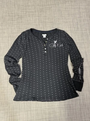 Винтажный Y2K американский орел вафли трикотажа тепловой женщин длинным рукавом размер L - Изображение 1 из 4