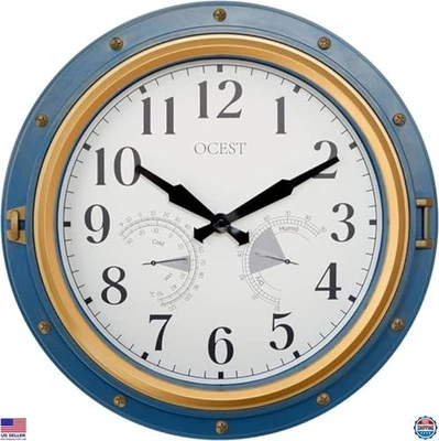 OCEST 16" Reloj de Pared Impermeable con Termómetro, Higrómetro - Silencioso, Batería Foto 1 de 4
