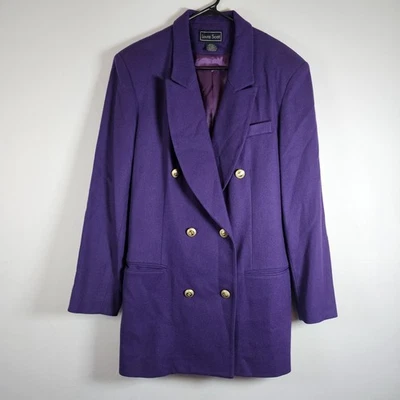 Mujer Laura Scott Púrpura 100% Lana Chaqueta Abrigo Blazer Talla Grande Doble Pecho  Foto 1 de 4