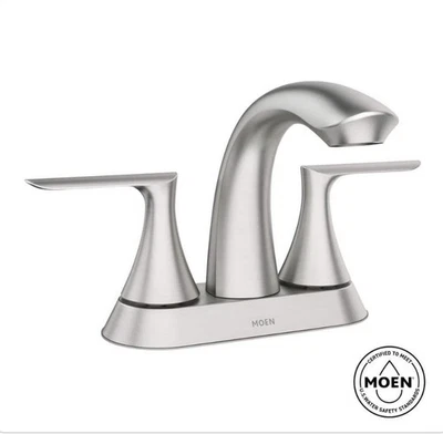 MOEN Findlay 84515SRN 中心套装双手柄浴室龙头防污 — 第 1/4 张图片