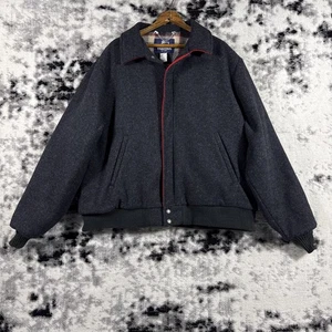 Vintage Woolrich Jacket Mens Size Extra Large Gray Full Zip Lined Pockets Bomber - Picture 1 of 10