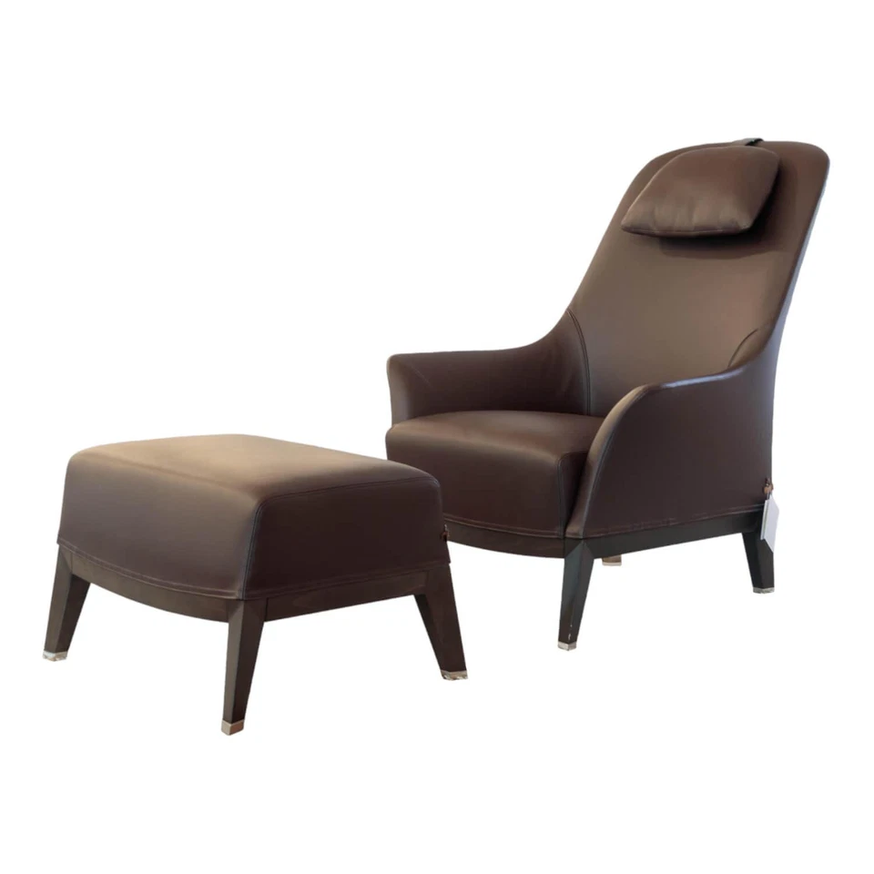 Giorgetti Sessel Normal Leder 2212 Dunkelbraun Gestell Buche Matt  - Bild 1 von 4