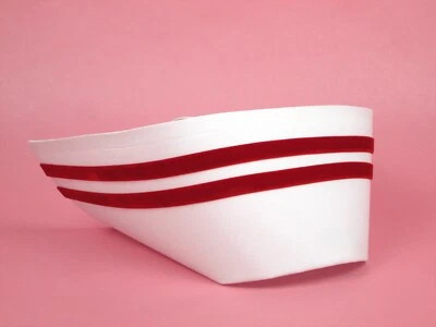 SOMBRERO ENFERMERA ANTIGUO DISFRAZ VINTAGE GORRA ALGODÓN BLANCO CON DOS BANDAS COLOR TERCIOPELO Foto 1 de 4