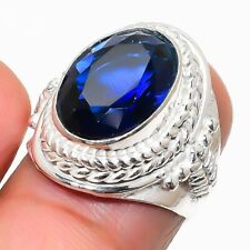 London Blue Topaz Gemstone Handmade 925 Sterling Silver Jewelry Ring Size 6