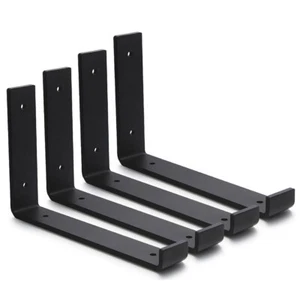 4 Heavy Duty Black Iron 6" x 11" Countertop Support Brackets Mantel Shelf L Corb - Picture 1 of 8