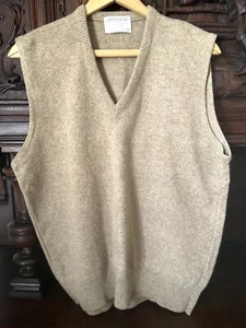 Men’s JeffLamb V Neck Wool Vest L Made USA Brown Dress VTG Classic - Picture 1 of 6
