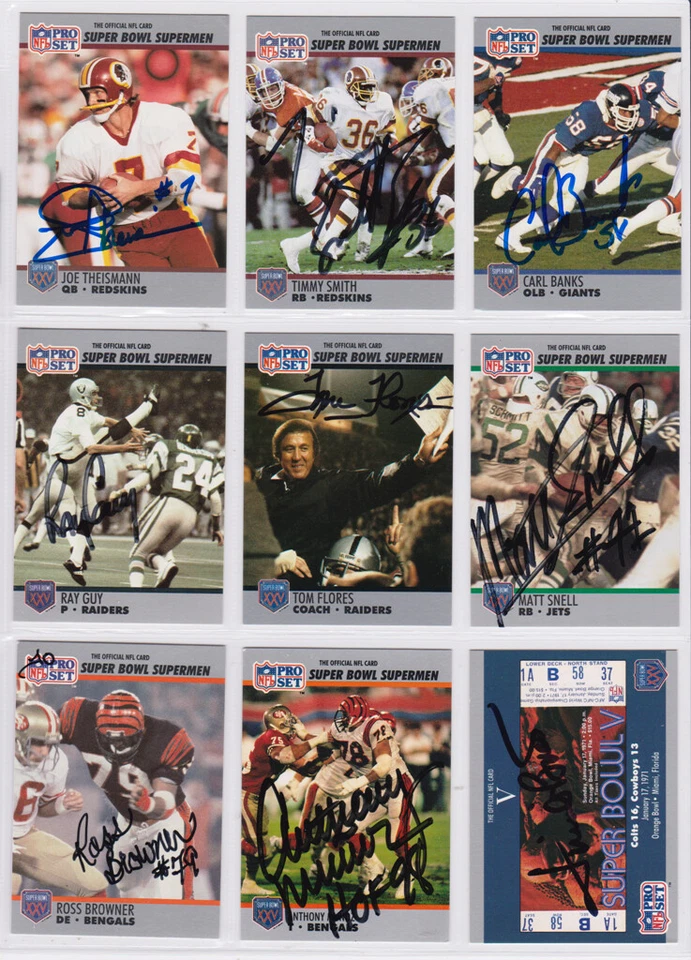SIGNED RAY GUY 1990 PRO SET SUPER BOWL SUPERMEN FOOTBALL CARD AUTOGRAPHED - HOF - Image 1 of 2