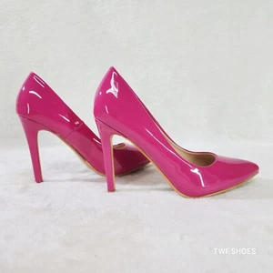 Zapatos de salón de tacón alto de charol rosa glamuroso fucsia - Imagen 1 de 7