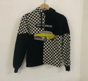 HAPPINESS girls sweatshirt black white chess taxi size 10 years cotton - Picture 1 of 8