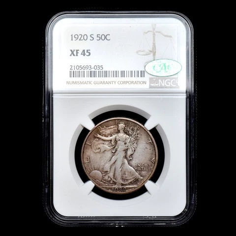 1920-S WALKING LIBERTY HALF DOLLAR ✪ NGC XF-45 CAC ✪ 50C EXTRA FINE ◢TRUSTED◣ Cover