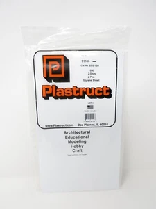 Plastruct 91106 Białe arkusze styrenowe Tworzywo sztuczne 0,080" 2mm 7" x 12" SSS-108 - Zdjęcie 1 z 2