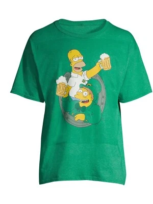 Simpsons Shirt St Patrick's Paddy's Day Homer Barney Get Lucky Beer Mens M-2XL - Image 1 of 2