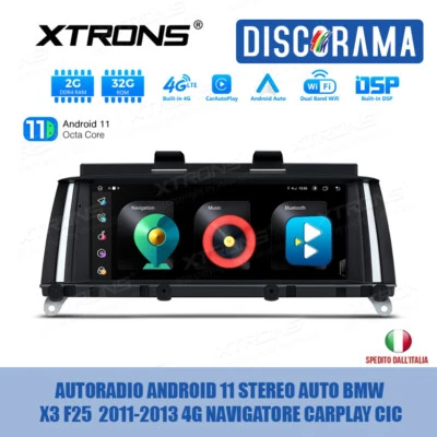 AUTORADIO ANDROID 11 STEREO AUTO BMW X3 F25  2011-2013 4G NAVIGATORE CARPLAY CIC - Immagine 1 di 4