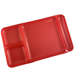 1 pc Tupperware Divided TV Tray Camping Plate Lunch Picnic Platter 1535 Red - Picture 1 of 10