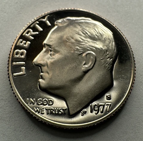 1977-S Roosevelt Dime 10cent Proof Coin from US Mint Proof Set Cover