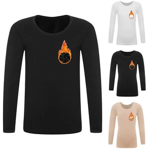 Kids Girls Underwear Round Neck Shirt Camping Dancewear Fleece-Lined Tops - Picture 1 of 33