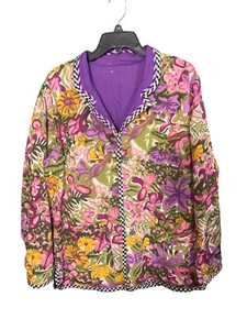 Koos Of Course Reversible Purple & Floral Button-Up Jacket L - Picture 1 of 6