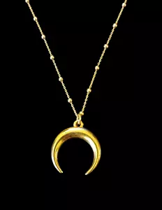 Colgante de oro amarillo de ley 925 Vermeil media luna cuerno 22,3 mm cadena de 18" - Imagen 1 de 6