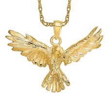 14K Yellow Gold Eagle Flying Necklace Charm Pendant