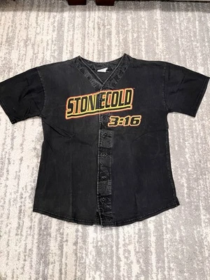 Vintage 90s WWF Stone Cold Steve Austin 3:16 Skull Baseball Jersey Size XL 52 - Image 1 of 4