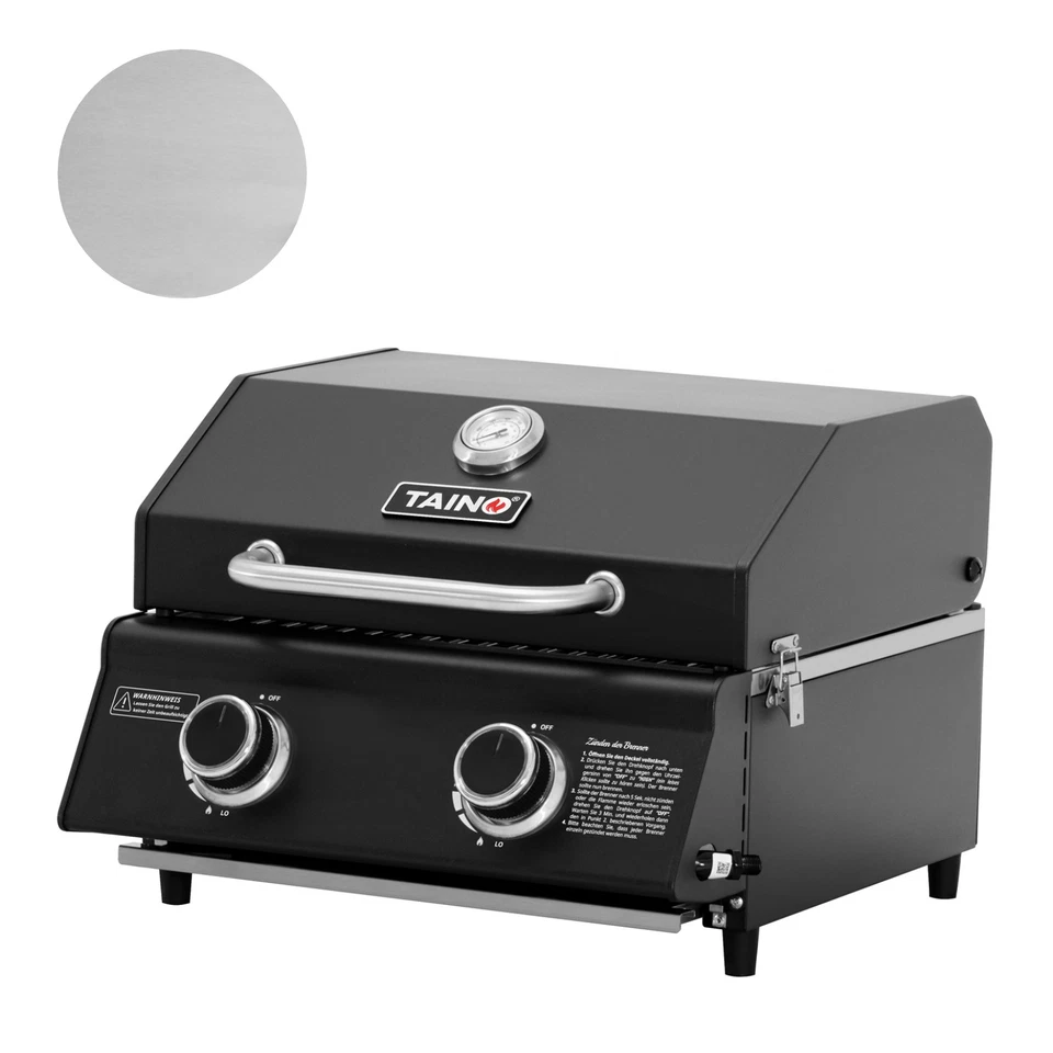 TAINO PLATINUM COMPACT Tischgrill 2 Brenner Gasgrill Kompakt Camping BBQ